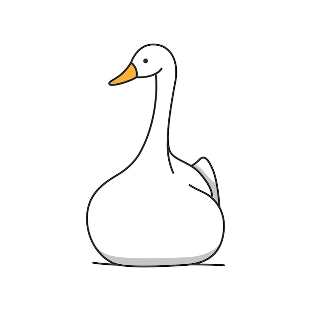 swan isolated on white background Vector illustration in cartoon style