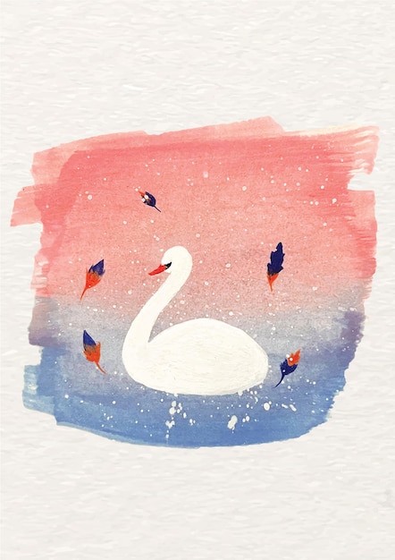 Vector swan lake watercolor