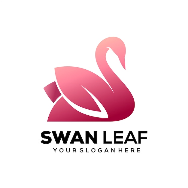 Swan leaf gradient logo illustration vector design