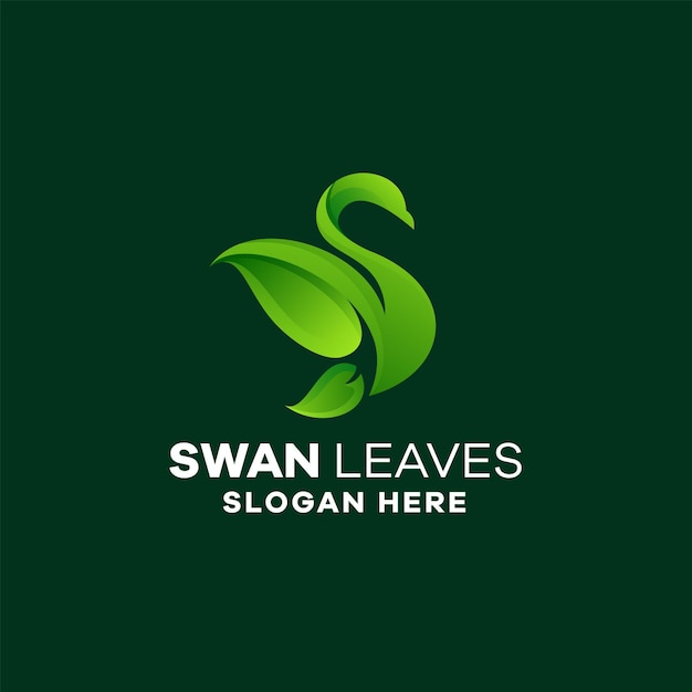 Swan leaves gradient logo design