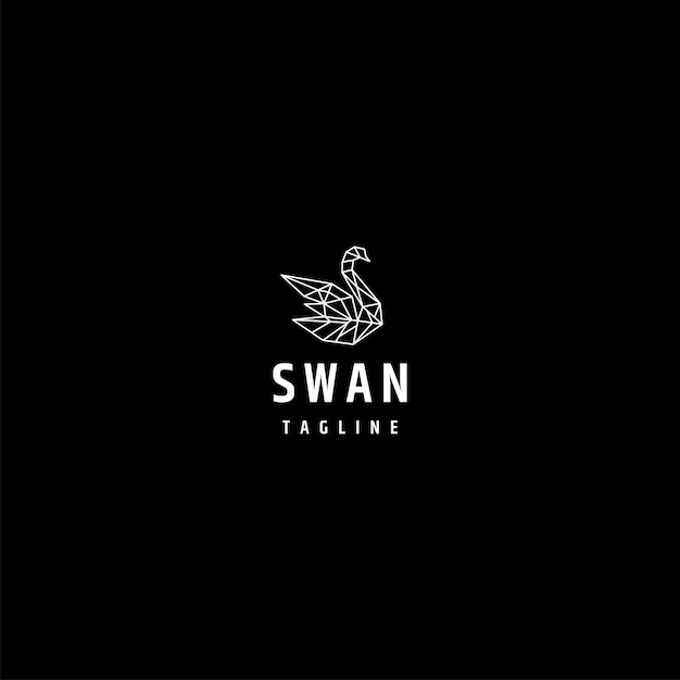 Swan line art logo design template