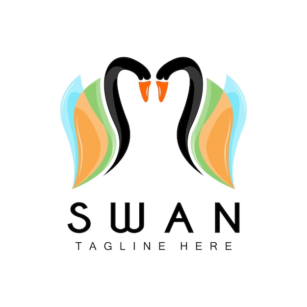 Swan Logo Bird Animal Design Duck Logo Product Brand Label Vector