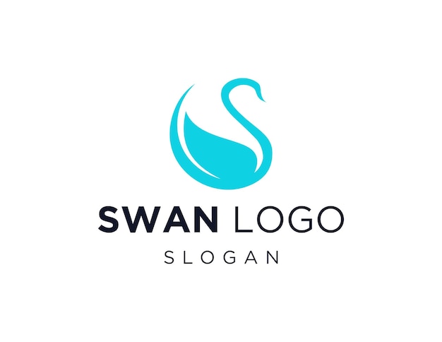 Progettazione del logo del cigno creata utilizzando l'applicazione corel draw 2018 con uno sfondo bianco