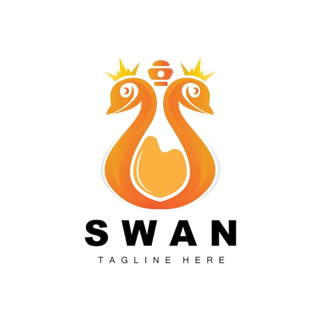 Swan Logo Design Duck Animal Illustration Company Brand Template Vector
