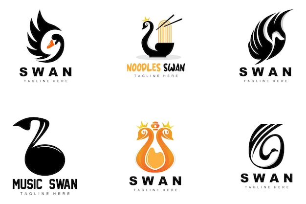 Дизайн Логотипа Лебедь Утка Животных Иллюстрации Шаблон Бренда Компании Вектор