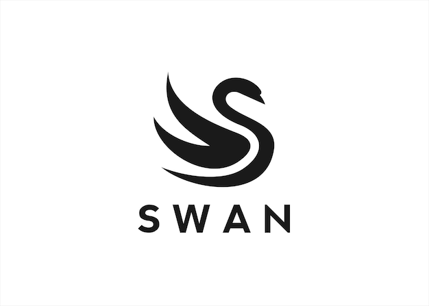 Vector swan logo design icon vector silhouette illustration