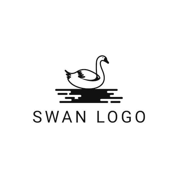 swan logo design idea with river