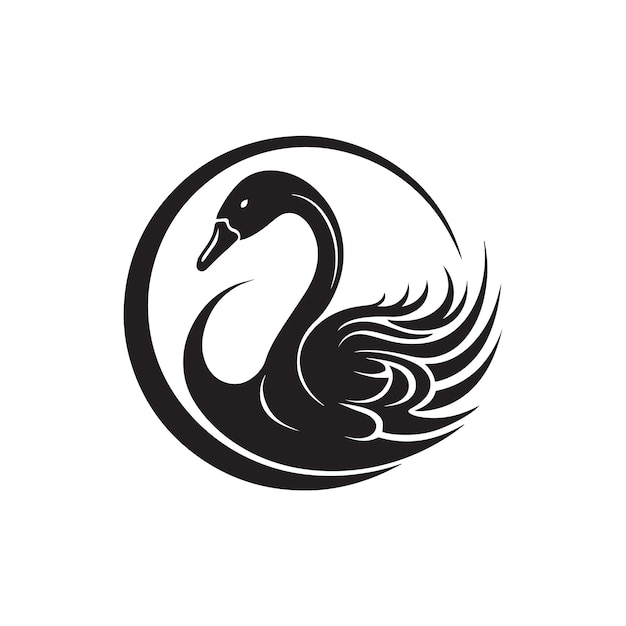 円ベクトルの白鳥のロゴのアイコン