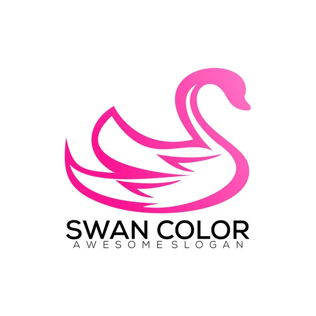 Swan logo line art design colorful