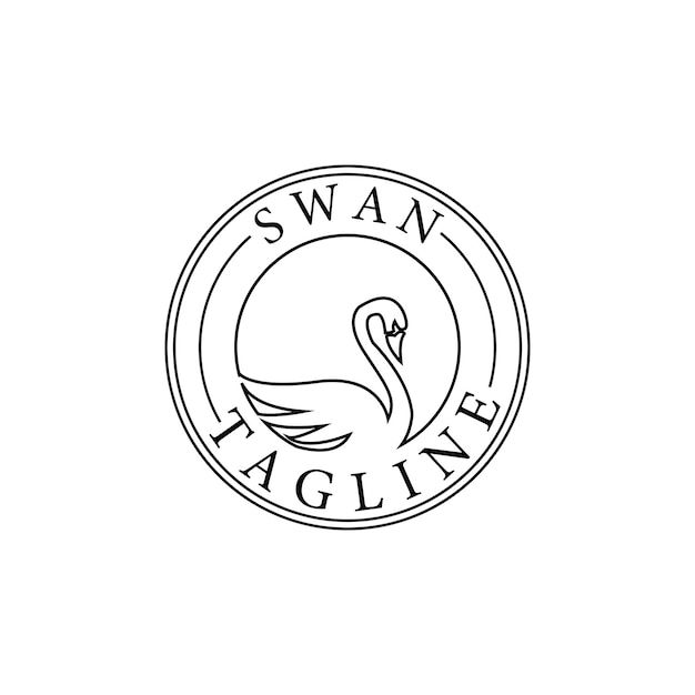 Cigno logo linea arte icona vettore simbolo grafico illustrazione