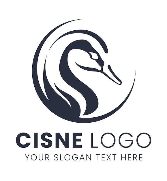 Swan logo silhouette illustration on vector