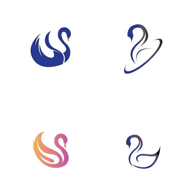 Дизайн иллюстрации логотипа и символов лебедя