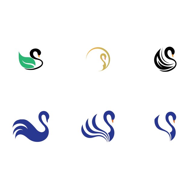 Swan logo and symbol images illustration design