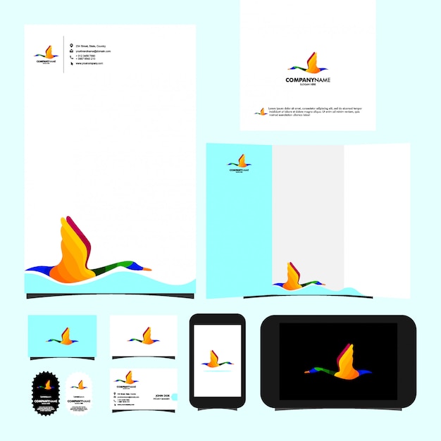 Vector swan logo template stationery