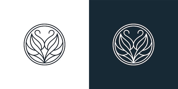 Swan mono line logo design template