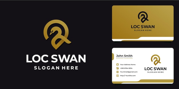 Swan pin location logo design and business card