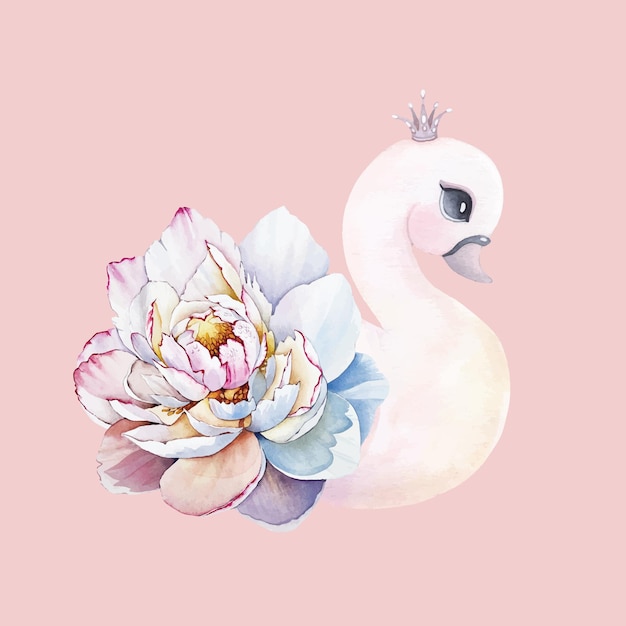 Swan pink flowers flora animal