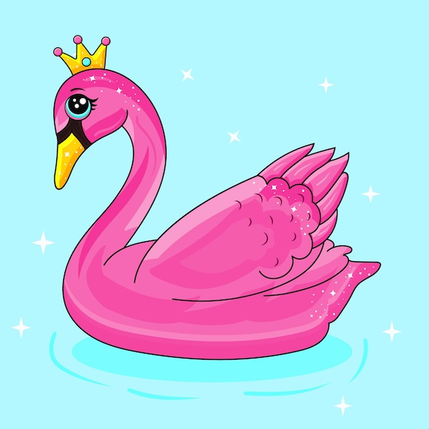 Vector swan princess cartoon illustration