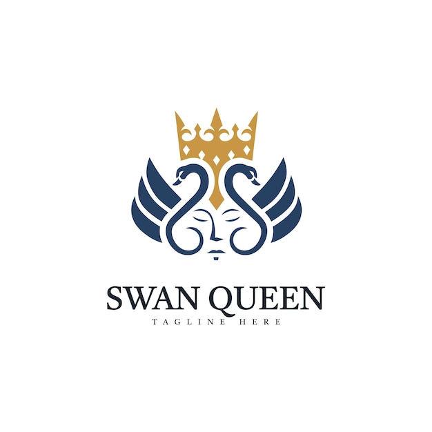Swan Queen Illustration Vector Logo