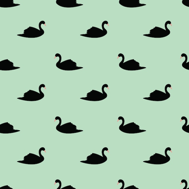 Vector swan seamless pattern on mint background