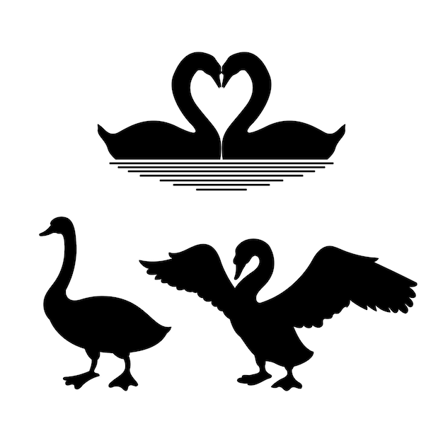 Vector swan silhouette collection