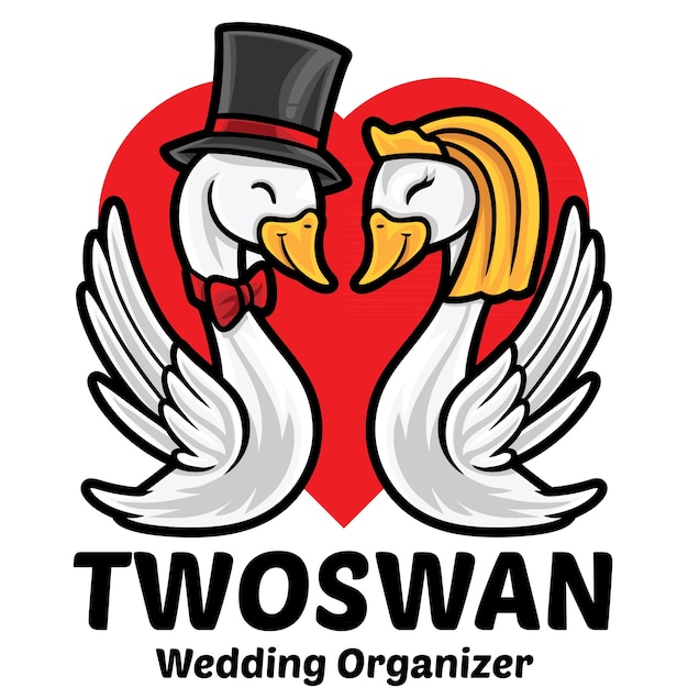 Vector swan wedding organizer logo mascot template