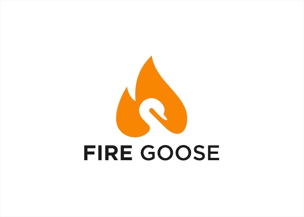 Swan with fire logo design icon vector silhouette illustration