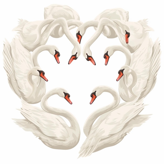 Vector swans forming heart 2