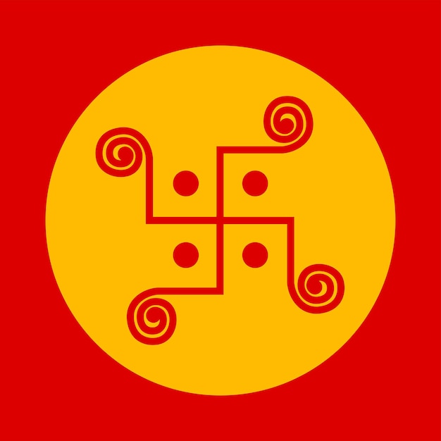 Vector swastik vector icon with red and yellow color