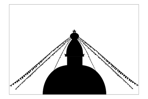 Vector swayambhunath temple silhouette kathmandu