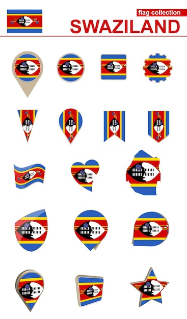 Vector swaziland flag collection big set for design