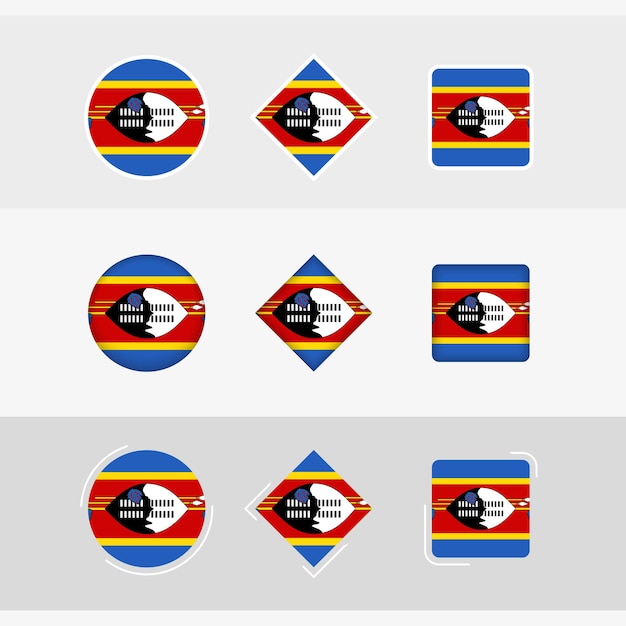 Swaziland flag icons set vector flag of Swaziland