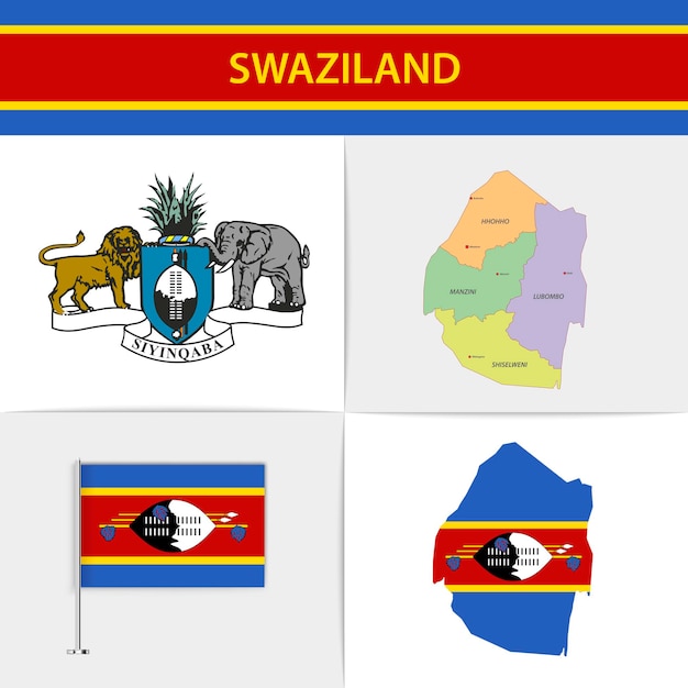 Mappa e stemma della bandiera dello swaziland