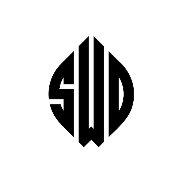 SWD cirkel letter logo ontwerp met cirkel en ellips vorm SWD ellips letters met typografische stijl De drie initialen vormen een cirkel logo SWD Circle Emblem Abstract Monogram Letter Mark Vector