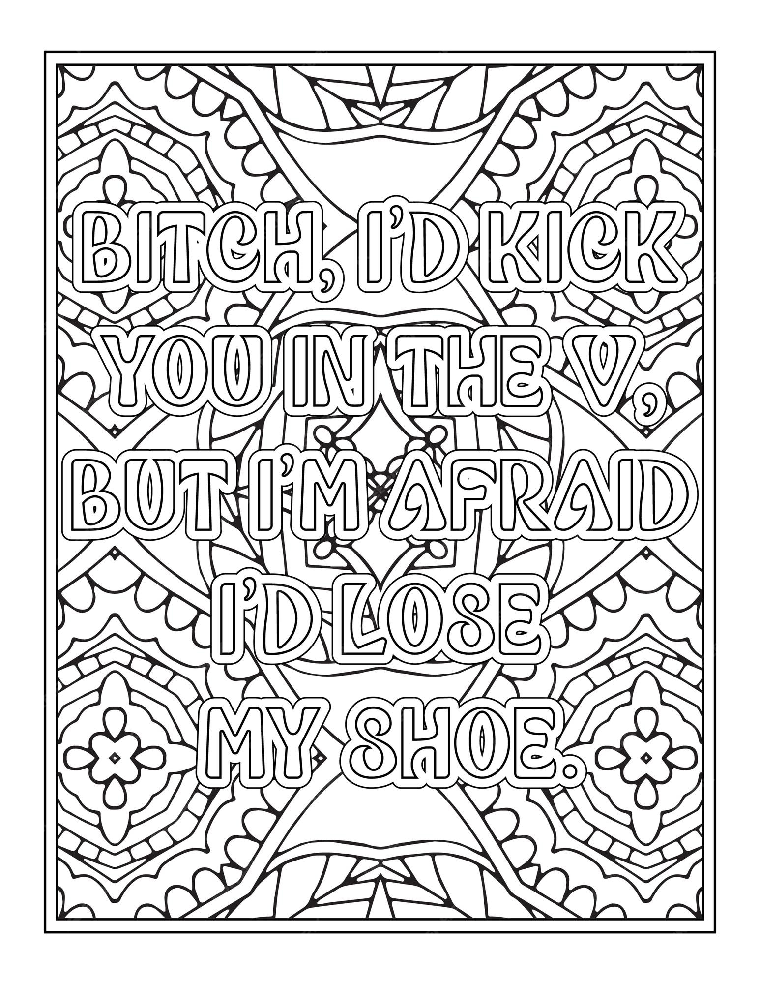 Premium Vector Swear word quotes coloring pages for coloring book