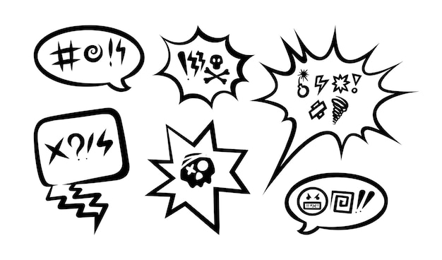 Vector swearing speech bubble censored with symbols. hand drawn swear words in text bubbles