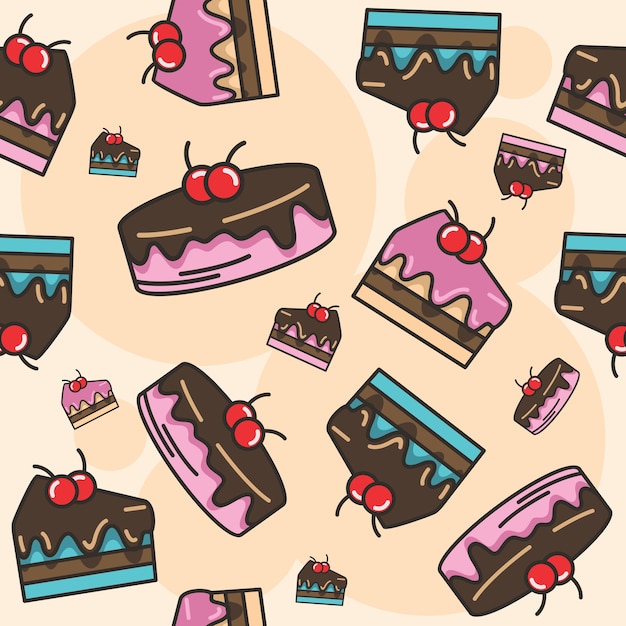 Vector sweat chocolate cake seamless pattern