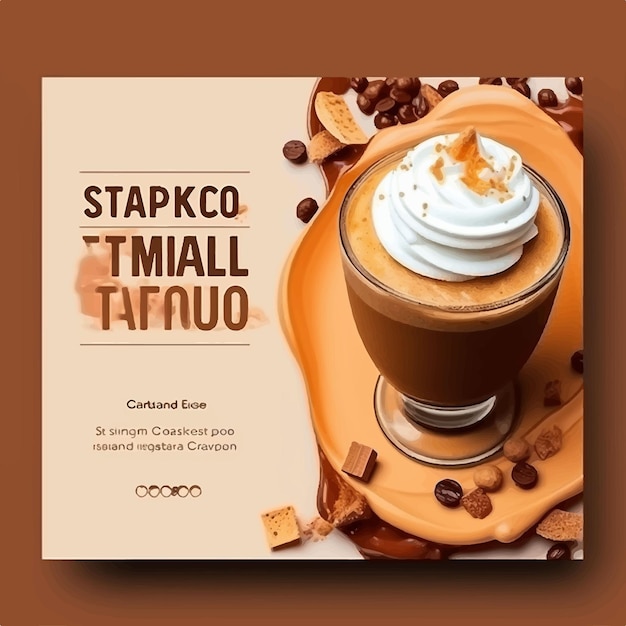 Vector sweat salted caramel frappuccino with social media post