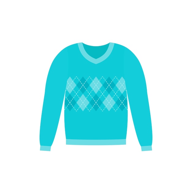Значок свитера векторная иллюстрация синий пуловер плоский дизайн