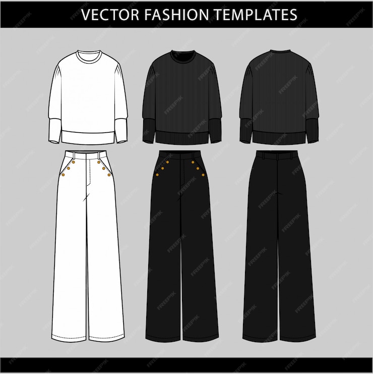 Premium Vector | Sweater and pant front and back view ,fashion flat ...