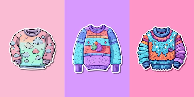 Vector sweater sticker kawaii vector illustration