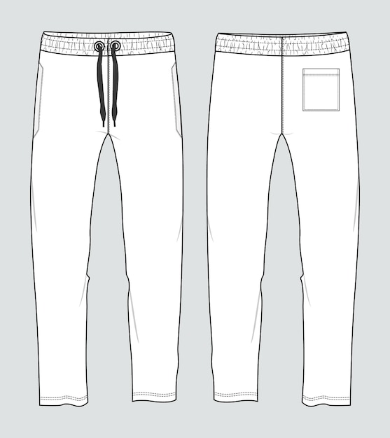 Vector sweatpants technical fashion flat sketch vector illustration template