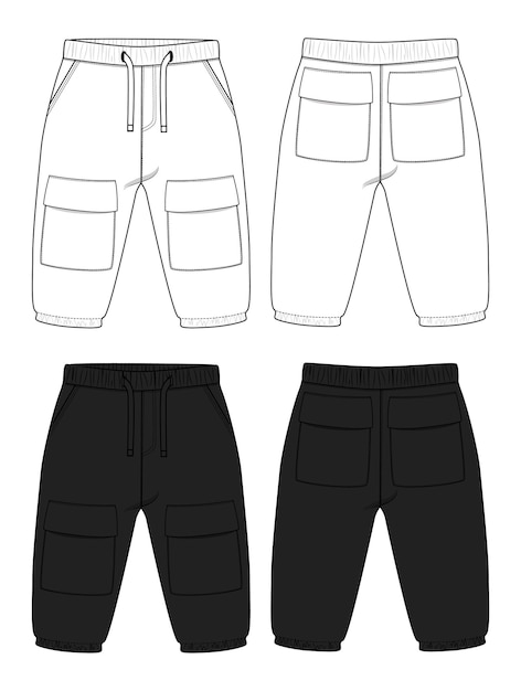 Sweatpants white and black color vector illustration template for kids