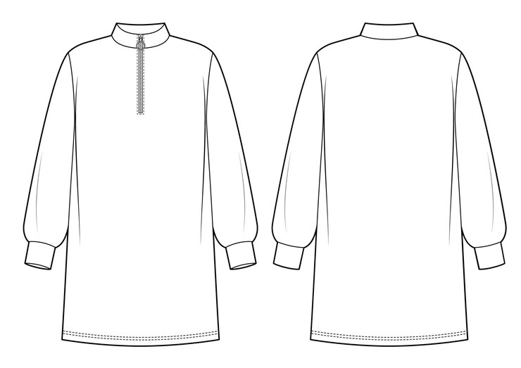 Vector sweatshirt dress with zipper on the collar