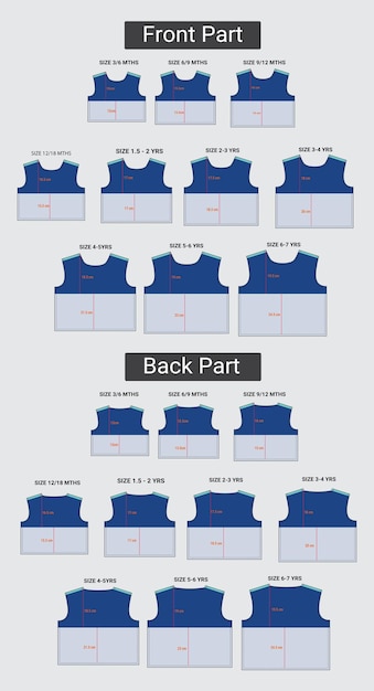カットソー測定詳細ベクトルとスウェット シャツ縫製パターン前部