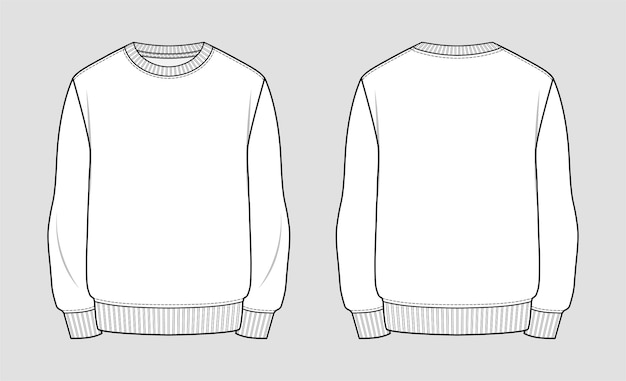 스웨트 셔츠. 옷의 기술 스케치.