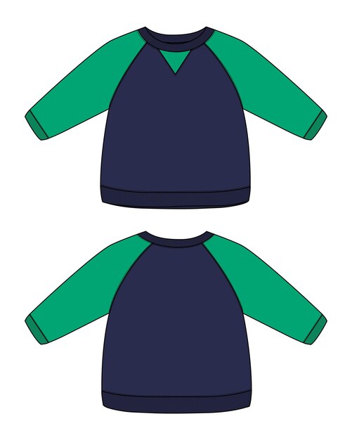 Sweatshirt technische mode platte schets vector illustratie sjabloon voor baby meisjes