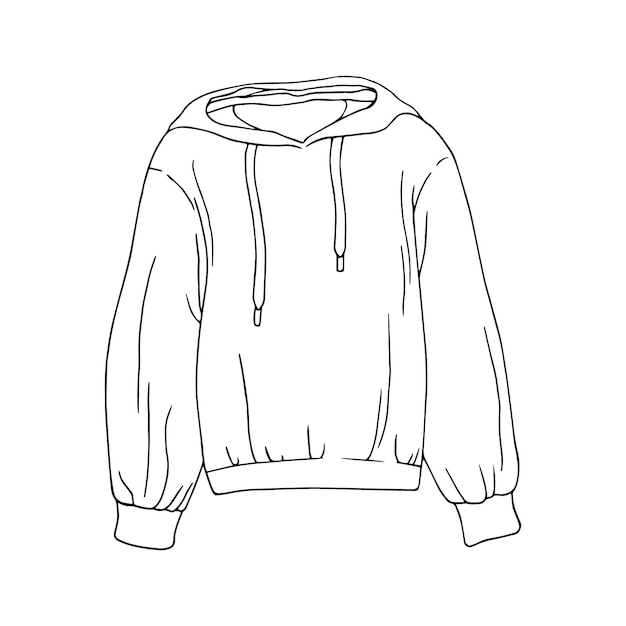 Sweatshirt warm jacket with long sleeves and a hood doodle linear cartoon