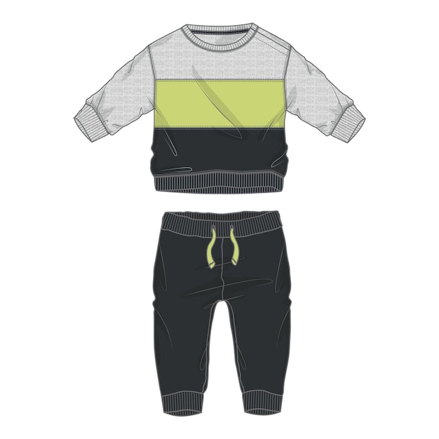 Vettore felpa con modello di illustrazione vettoriale pantalone jogger per bambini