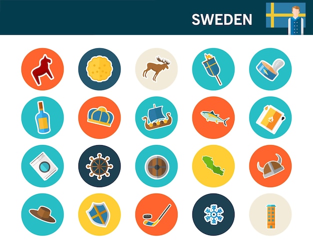 Sweden concept flat icons